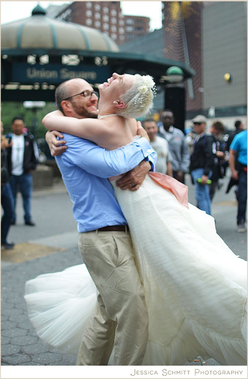 Erin-Joe-spin Union Square wedding day dance, NYC