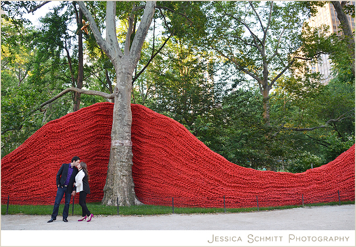 JSchmittPhoto-MakenzieChris-Engagement-Red Madison Square Park Art, ORLY GENGER, NYC