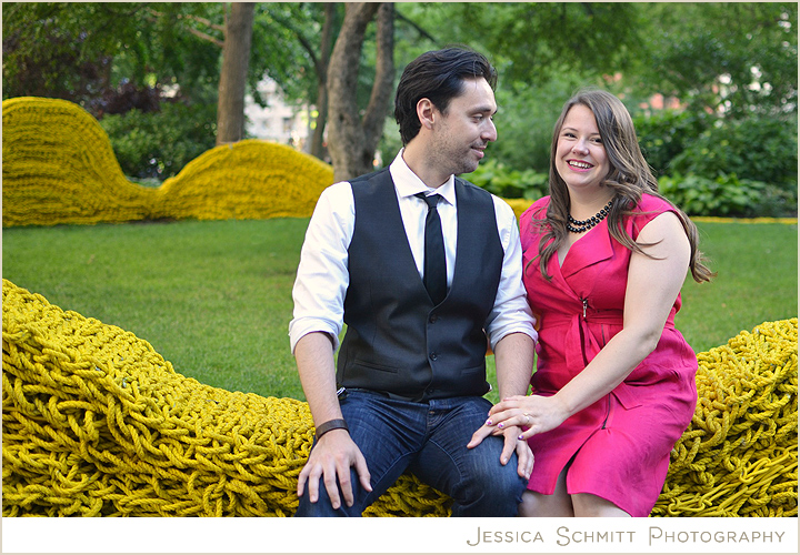 JSchmittPhoto-MakenzieChris-Engagement-Yellow Engagement photography, Madison Square Park Art, NYC