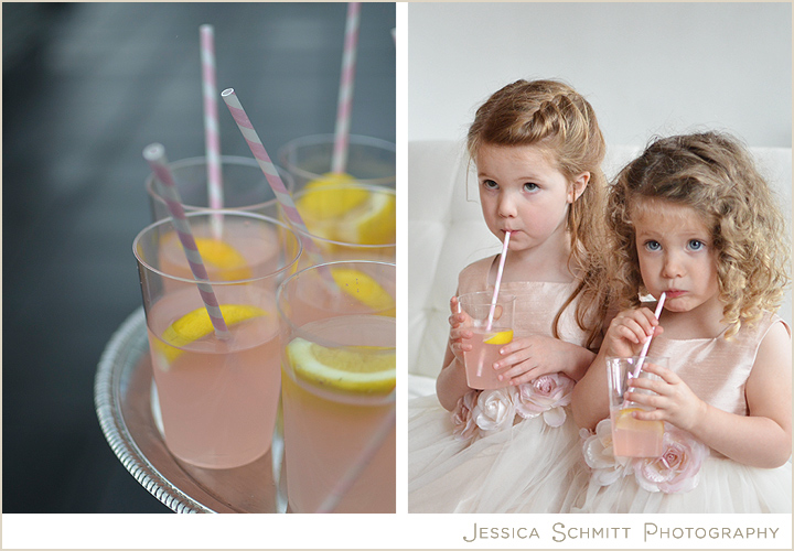 flower-girl-pink-lemonade-wedding Wedding pink lemonade with striped straws