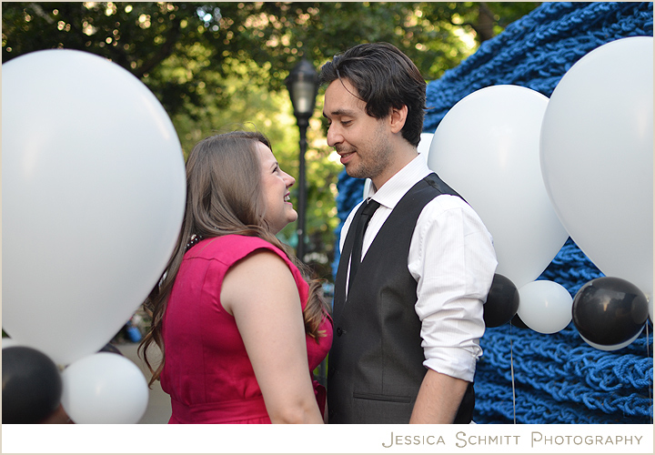 nyc-engagement-portraits-modern-balloons Madison Sq park, Art, Wedding Photographer, NYC