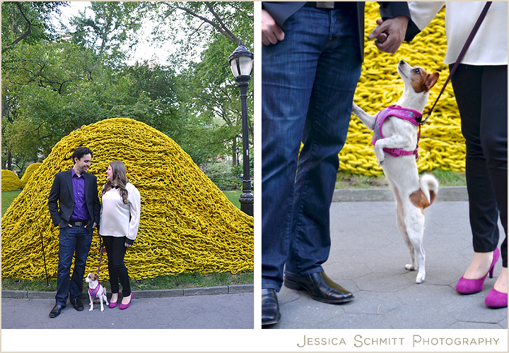 nyc-unique-engagement-photography-cute-dog Madison Sq park, Art, Wedding Photographer, NYC