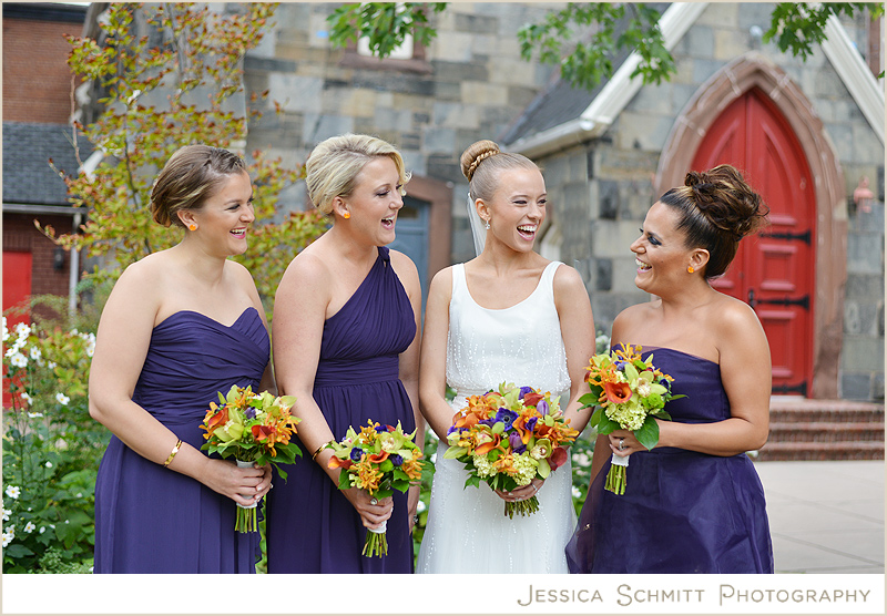 wedding-grace-church-fall-georgetown-dc Wedding Bridesmaids wearing purple fall colors