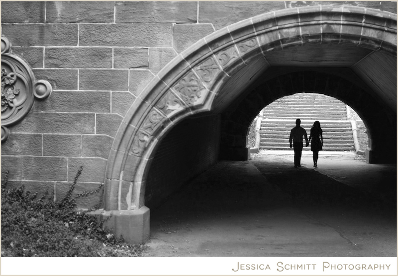 central-park-nyc-engagement-photography-bridge Autumn Central Park engagement Trefoil arch