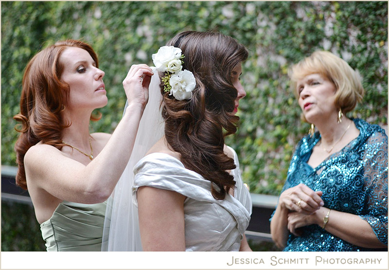 bride-hair-half-up-flowers-gorgeous Wedding at The Foundry, Long Island City, NY