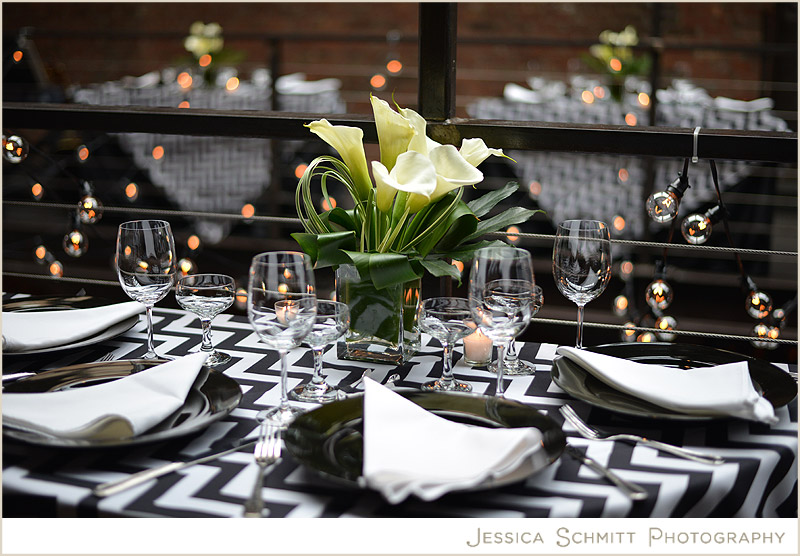 foundry-nyc-wedding-photo-cafe-lights NYC wedding photography chevron table