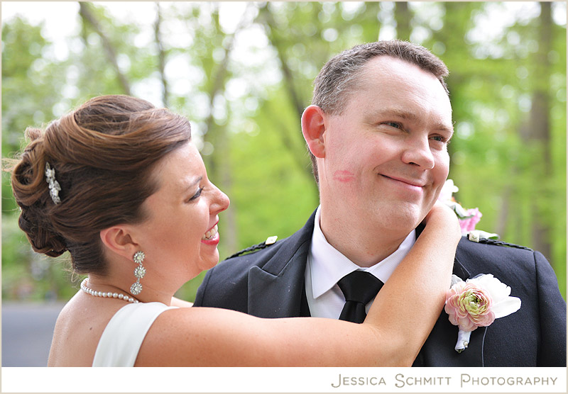 bride-lipstick-kiss-groom maryland wedding photography, chevy chase