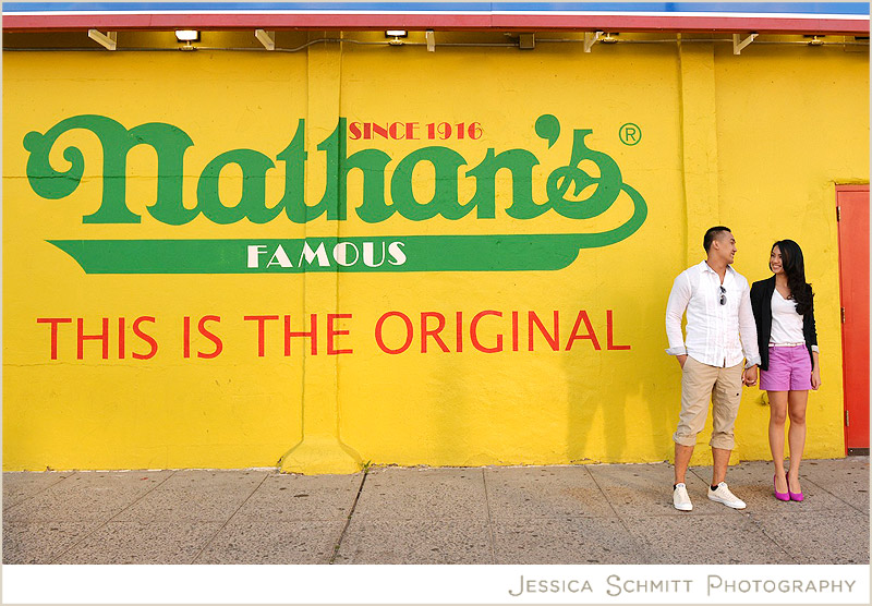 Coney_Island_engagement_photography_nathans Coney Island Engagement Nathan's hot dogs