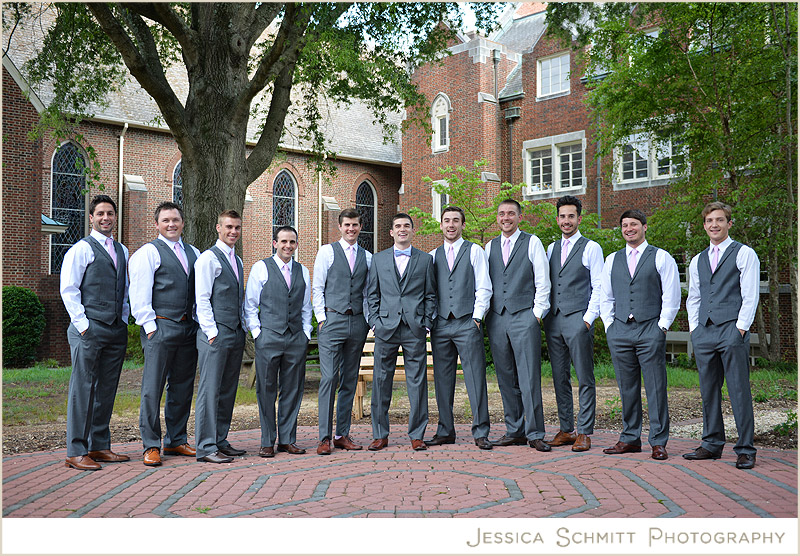 groomsmen-gray-suits-pink-ties groomsmen wedding party wedding photography