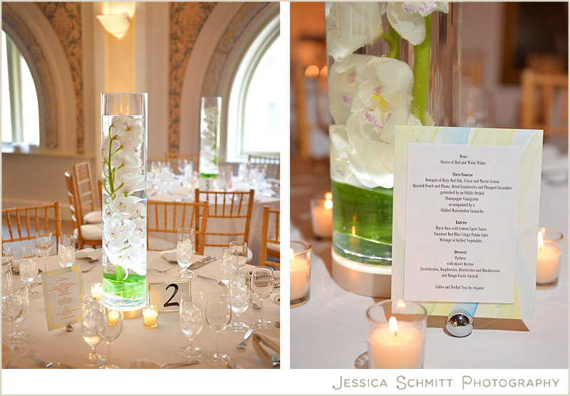 white-orchic-centerpiece-simple Museum woman in the arts wedding