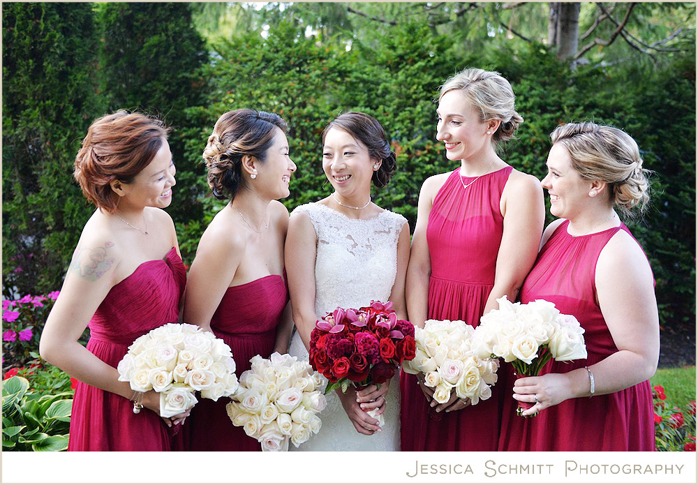 pretty-red-bridesmaid-dresses bridesmaids red dresses wedding photography