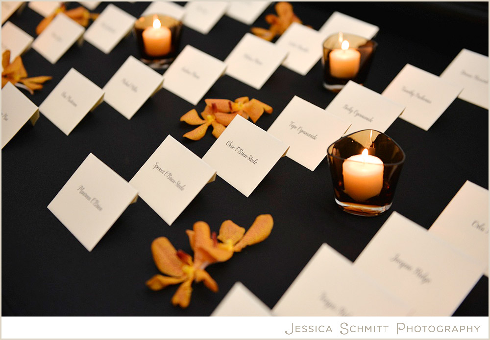 escort-card-table-orchids escort card wedding photography