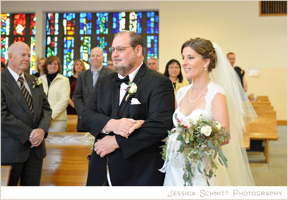 wedding-day-walk-down-the-aisle Saint Elizabeth Church Bethesda Maryland