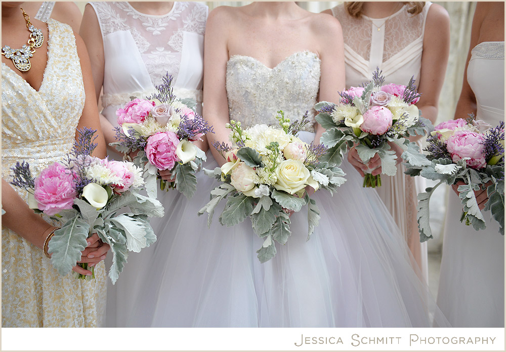 bridesmaid-shades-of-cream-dresses-winter winter wedding colors cream white