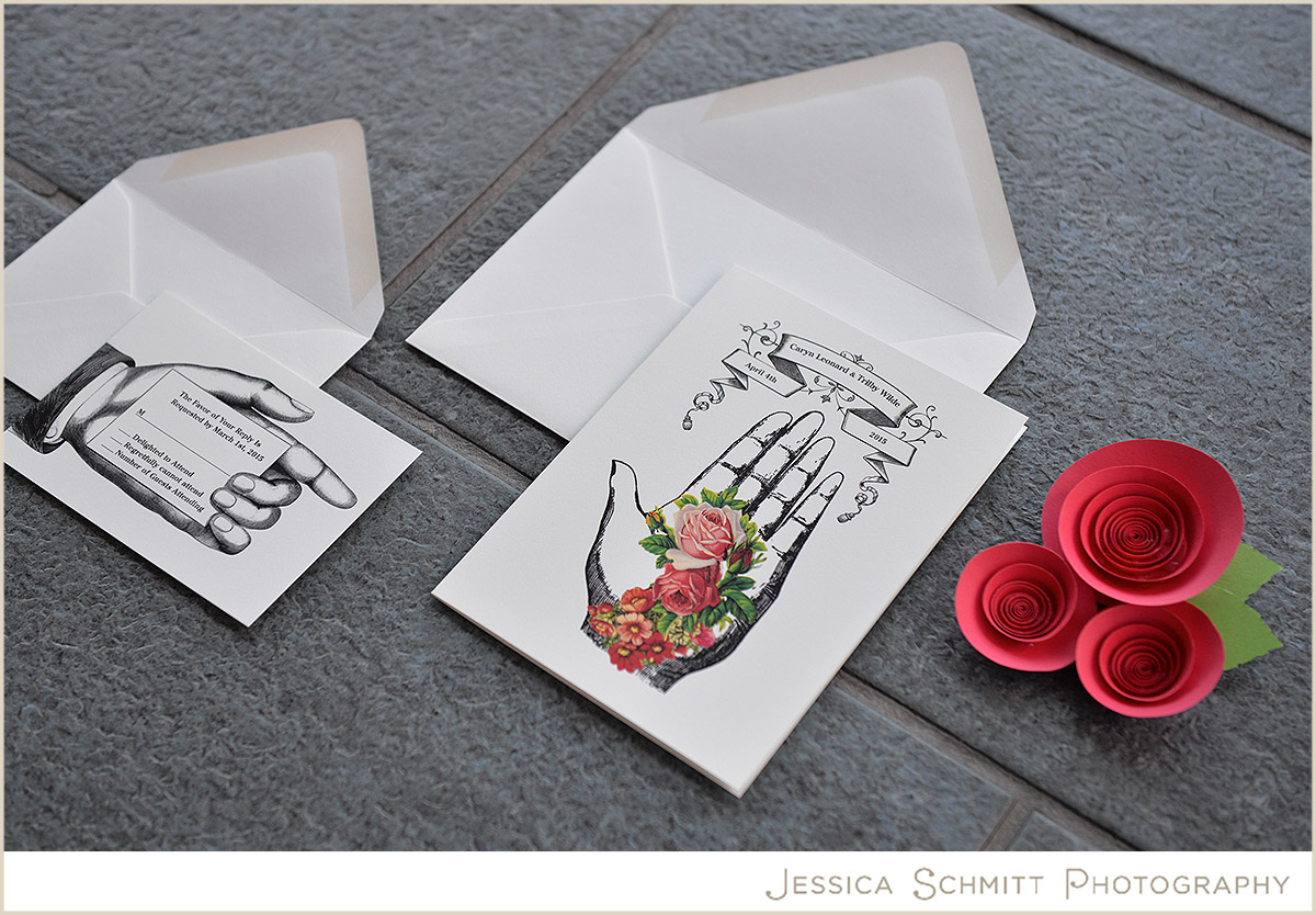 hand flower wedding invitation