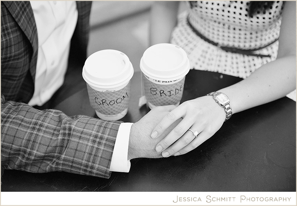bride-groom-coffee-cups-engagement NYC engagement photography coffee bride
