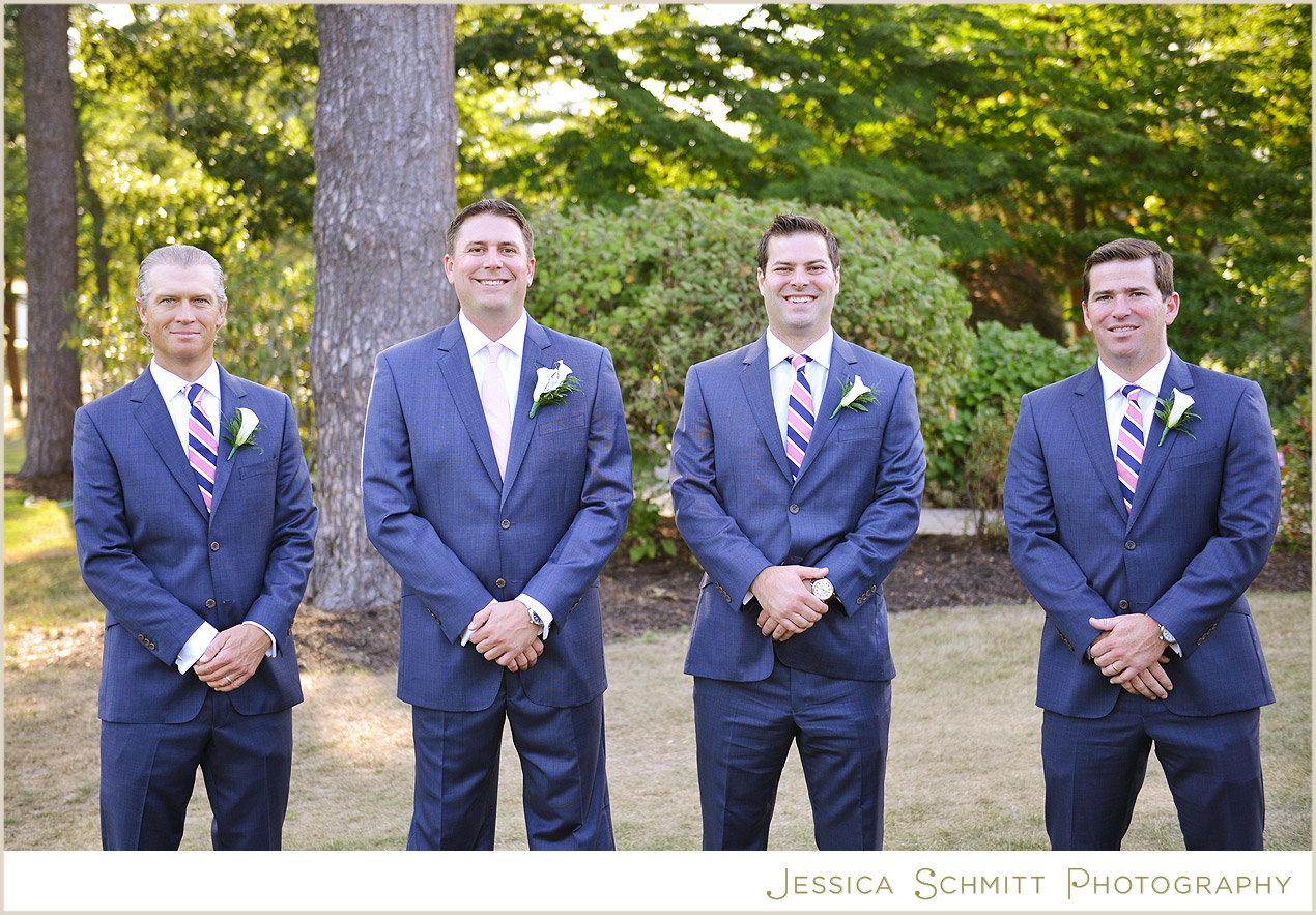 Groomsmen striped tie pink navy