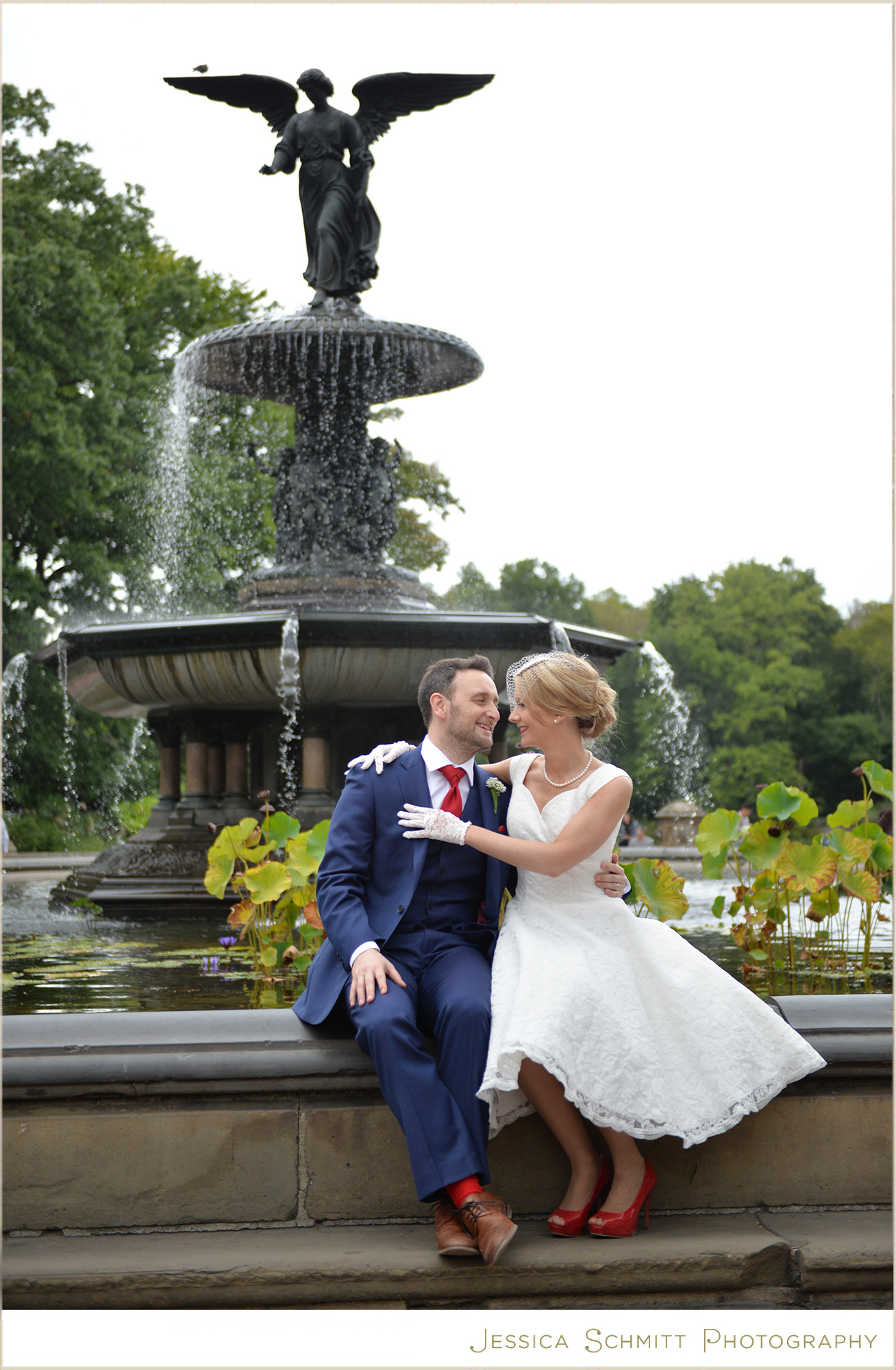 central park fountain wedding