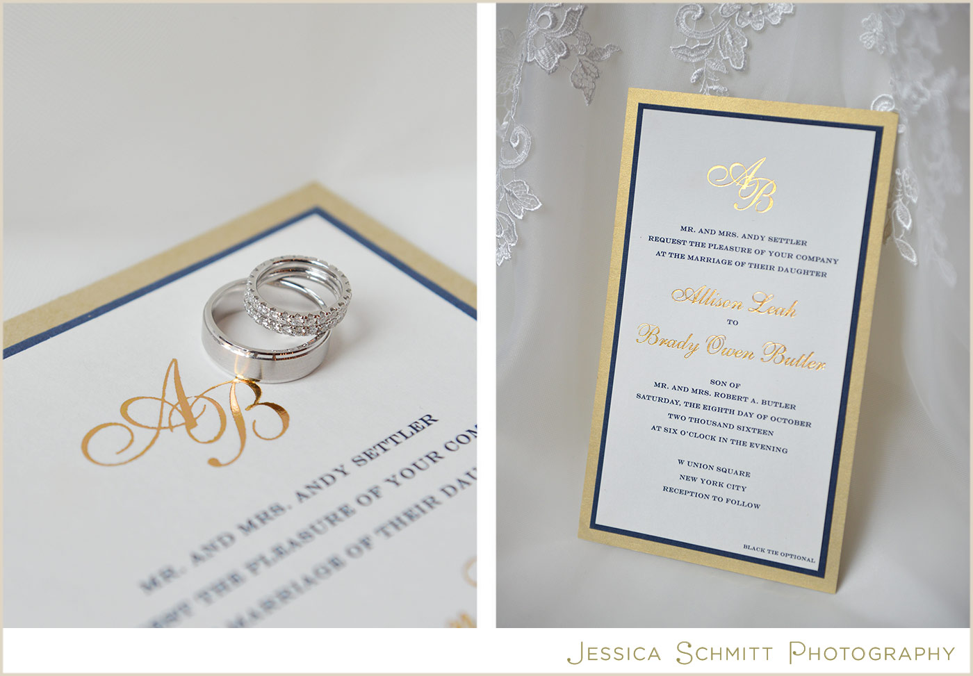 gold foil wedding invitation