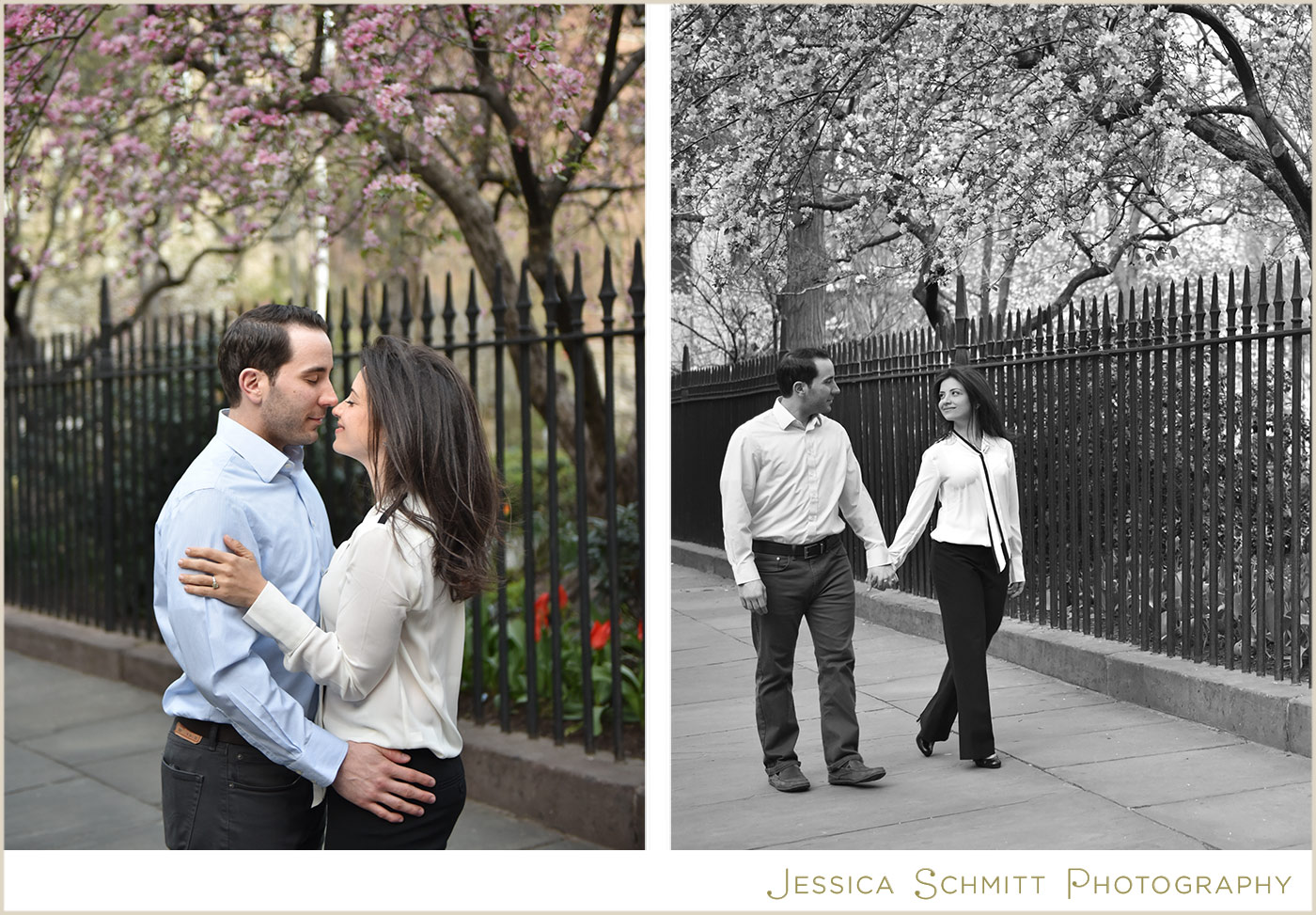 gramercy, NYC engagement photography, beautiful, cherry blossoms