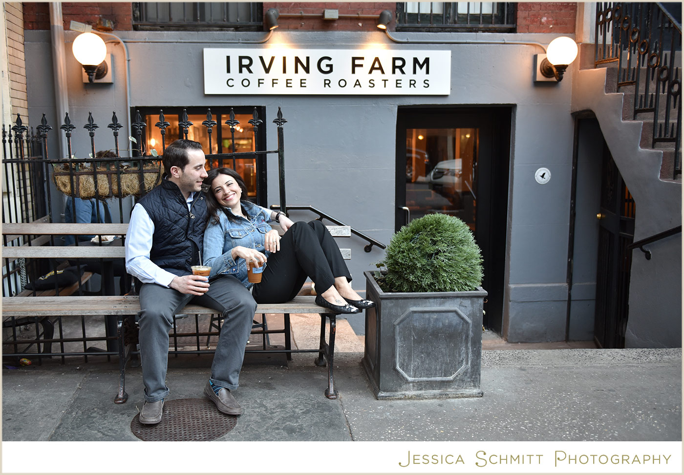 NYC engagement photography, irving farm coffee