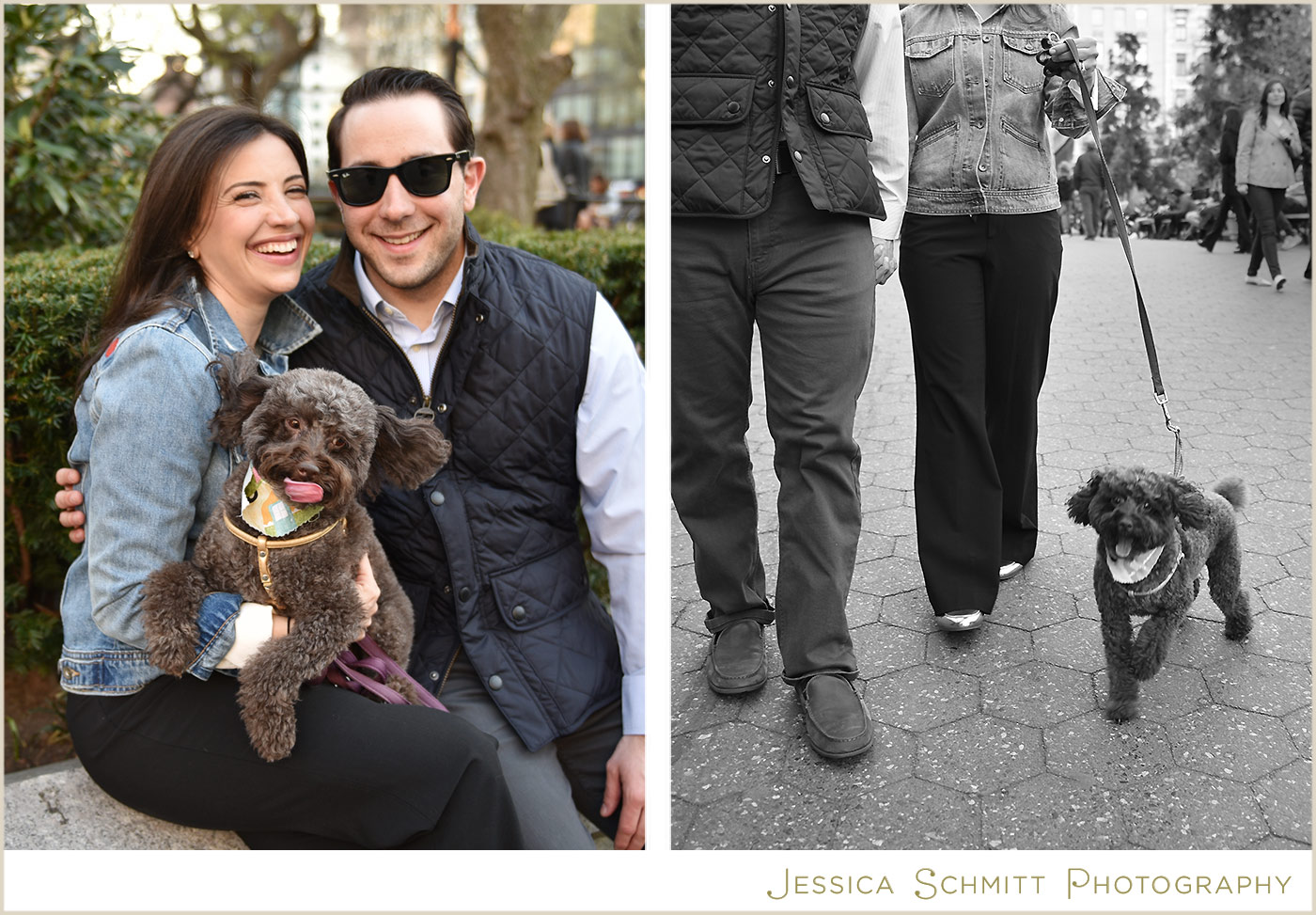NYC engagement photography, union square, dog
