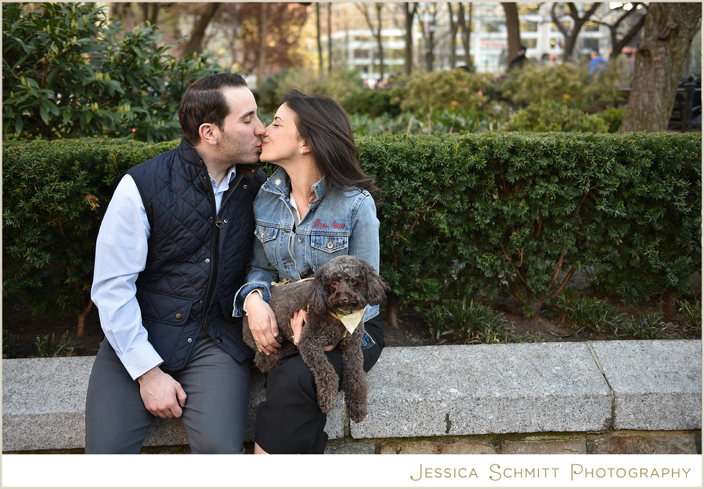 NYC engagement photography, union square, dog