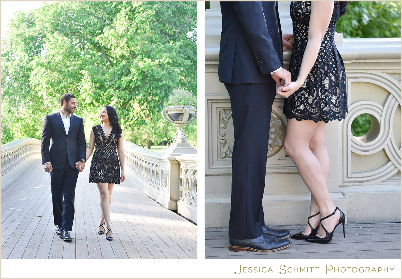 central park engagement, bow bridge