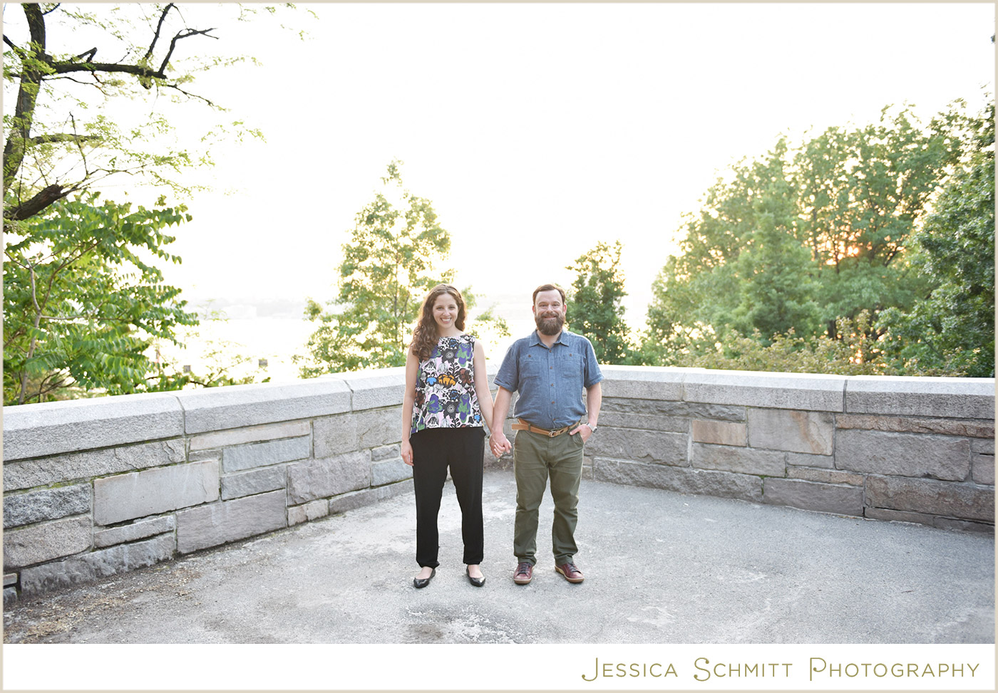 riverside park engagement photo