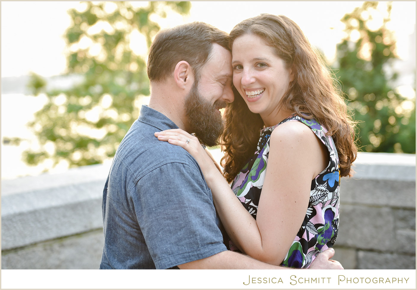 riverside park engagement photo