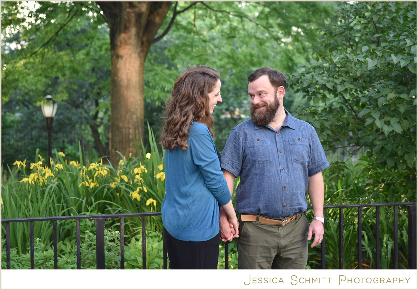 riverside park engagement photo