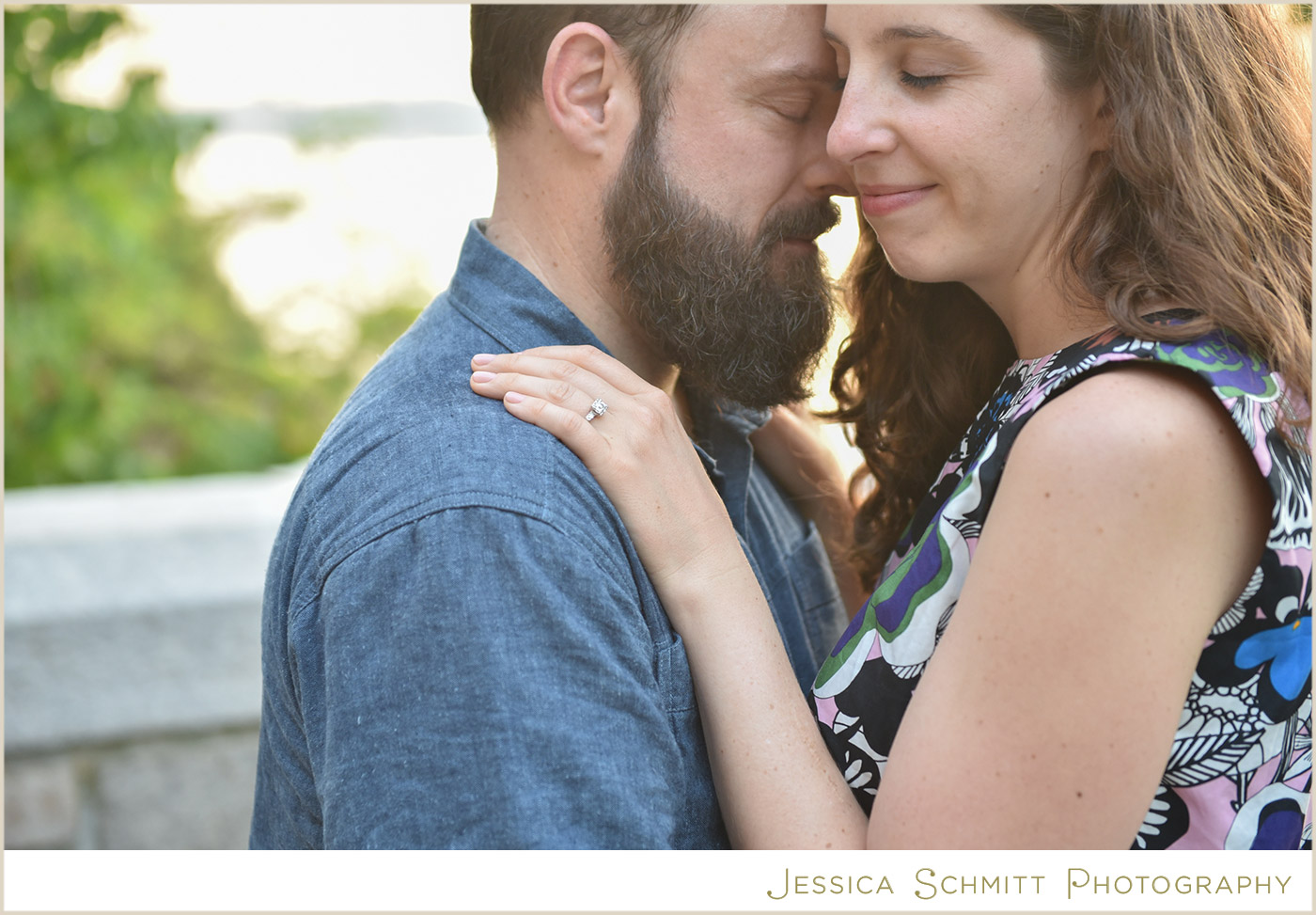 riverside park engagement photo