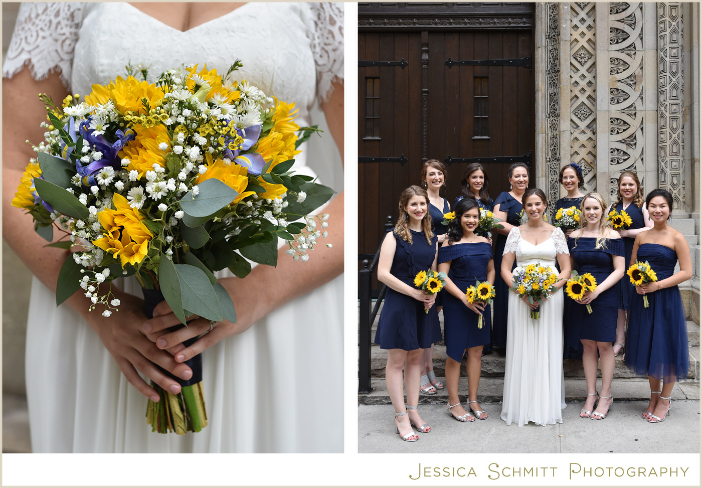 bridesmaids sunflowers bouquet