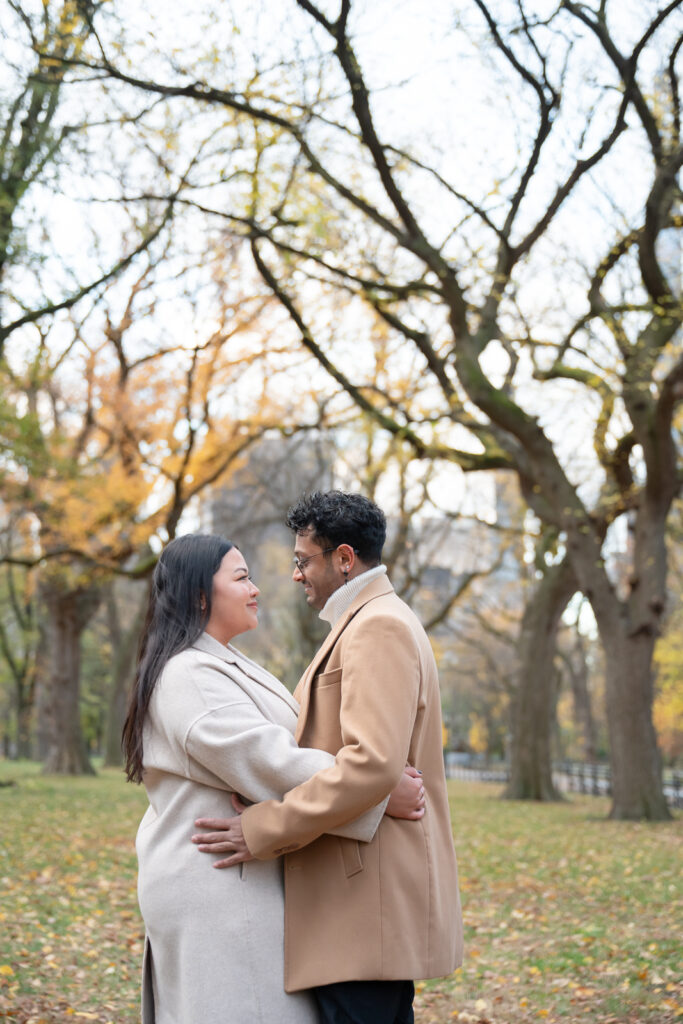 couple in Central Park wearing coats