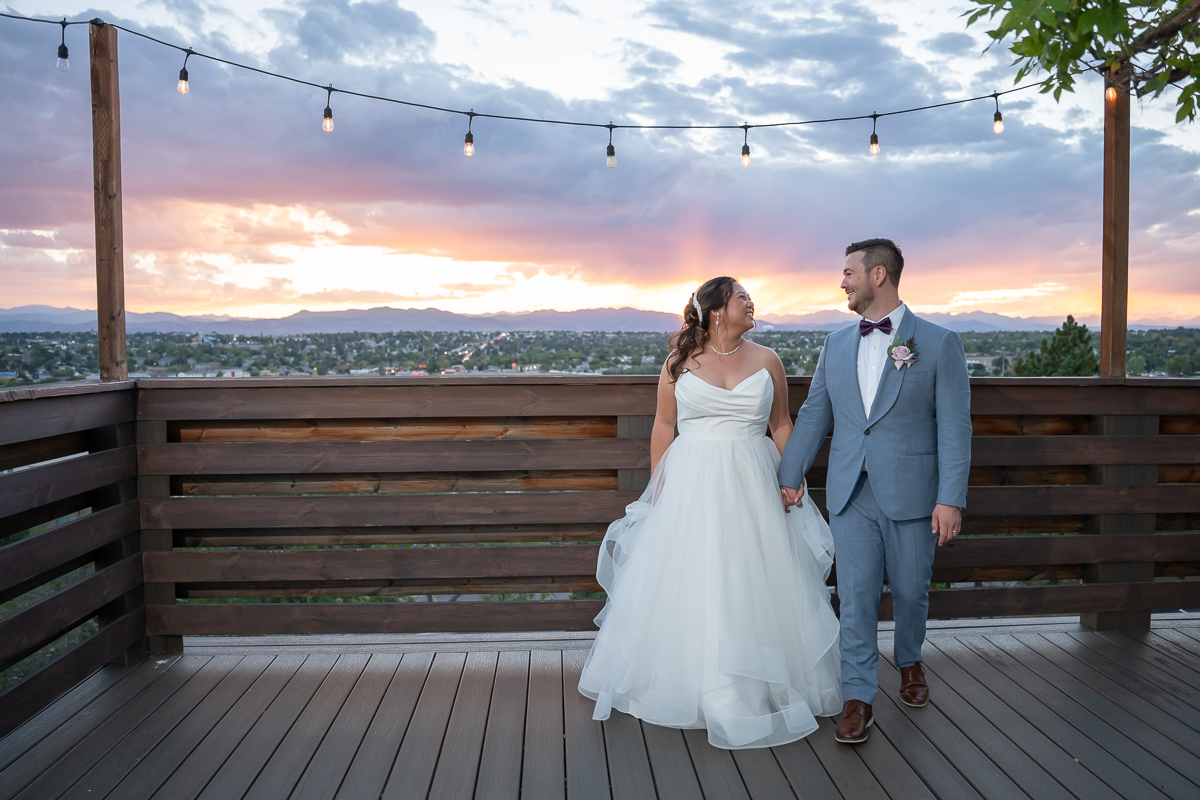 sunset, Brittany Hill wedding, Denver, Colorado